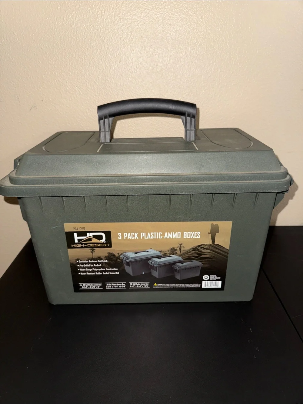 3 pack Plastic Ammo Boxes High Desert Security Box New Stackable Hunting